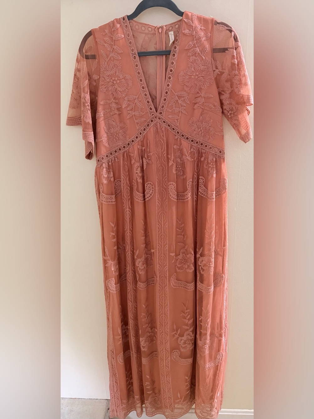 Pink Blush Dusty Rose Embroidered Maternity Dress